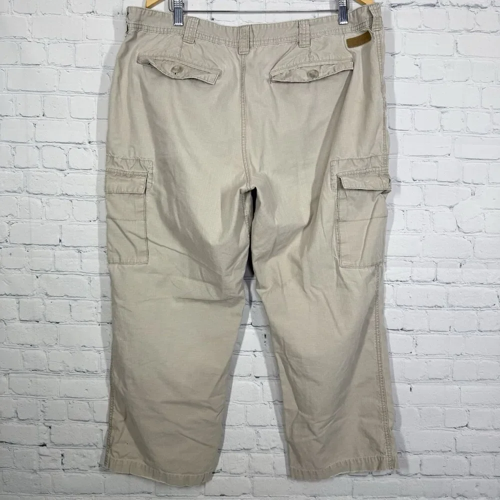 Cabelas Cargo Pants Men 36X32 Beige Hiking Outdoor Work Wear Farm Utility Casual